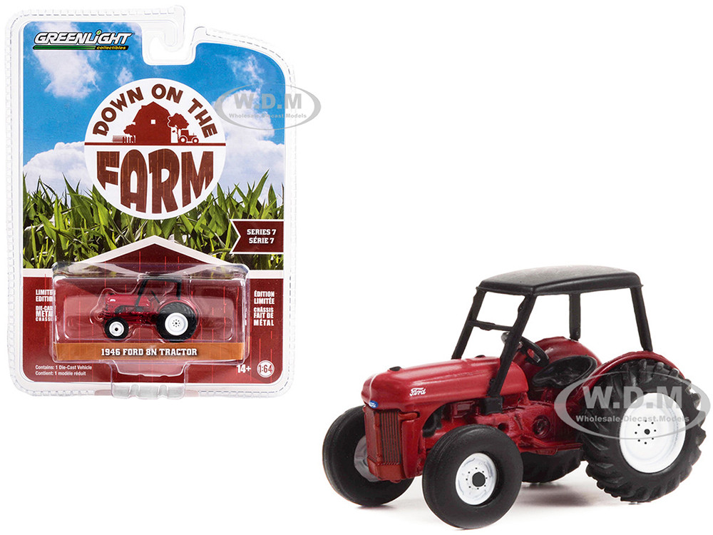 1946 Ford 8N Tractor Red with Black Canopy "Down on the Farm" Series 7 1/64 Diecast Model by Greenlight diecast model