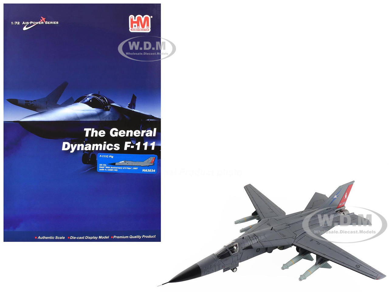 General Dynamics F-111C Pig Aircraft "90th Anniversary of No. 6 Squadron" (2007) Royal Australian Air Force  "Air Power Series" 1/72 Diecast Model by Hobby Master diecast model