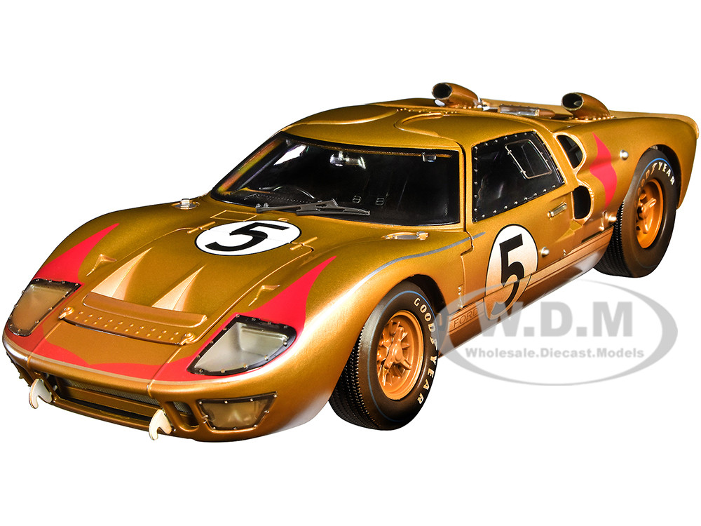 1966 Ford GT-40 MK II #5 Gold After Race (Dirty Version) 1/18 Diecast Model Car by Shelby Collectibles diecast model