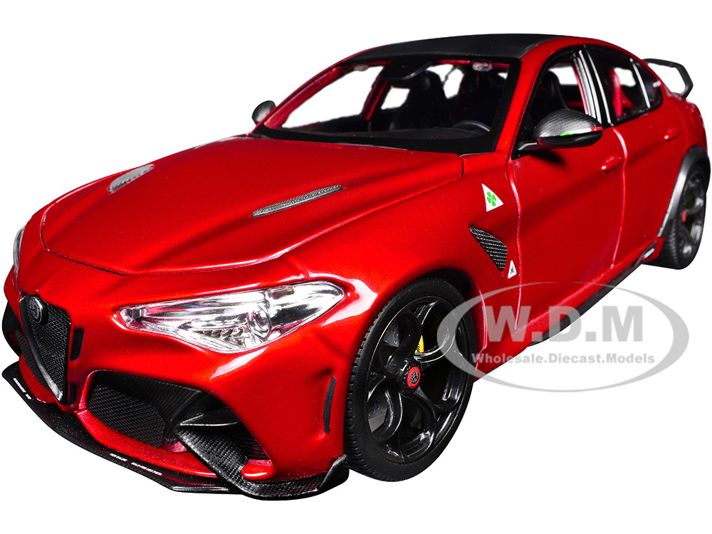 Alfa Romeo Giulia GTAm Red Metallic with Carbon Top 1/18 Diecast Model Car by Bburago diecast model