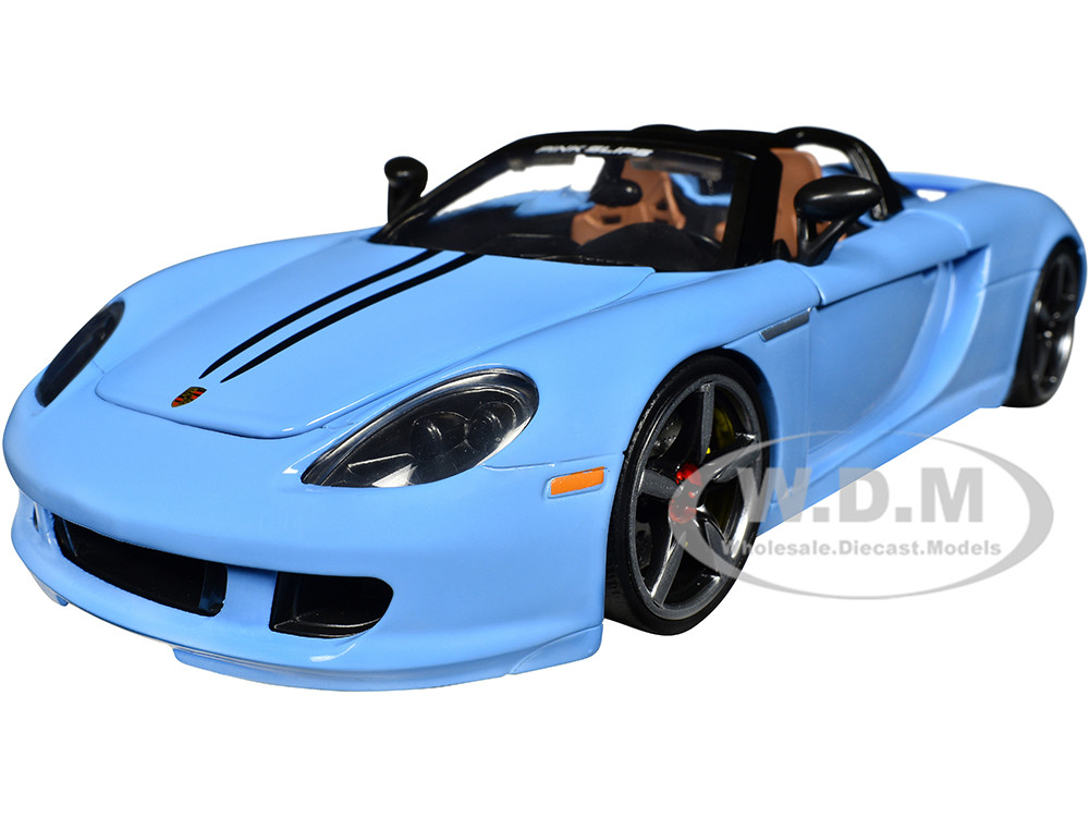 Porsche Carrera GT Convertible Blue with Black Stripes "Pink Slips" Series 1/24 Diecast Model Car by Jada diecast model