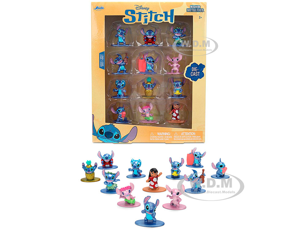 Set of 12 Diecast Figures "Disney's Stitch" Franchise "Nano Metalfigs" Series Diecast models by Jada diecast model