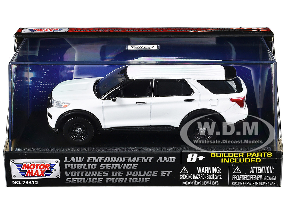2022 Ford Police Interceptor Utility White Unmarked "Custom Builder's Kit" "Law Enforcement and Public Service" Series 1/43 Diecast Model Car by Motormax diecast model