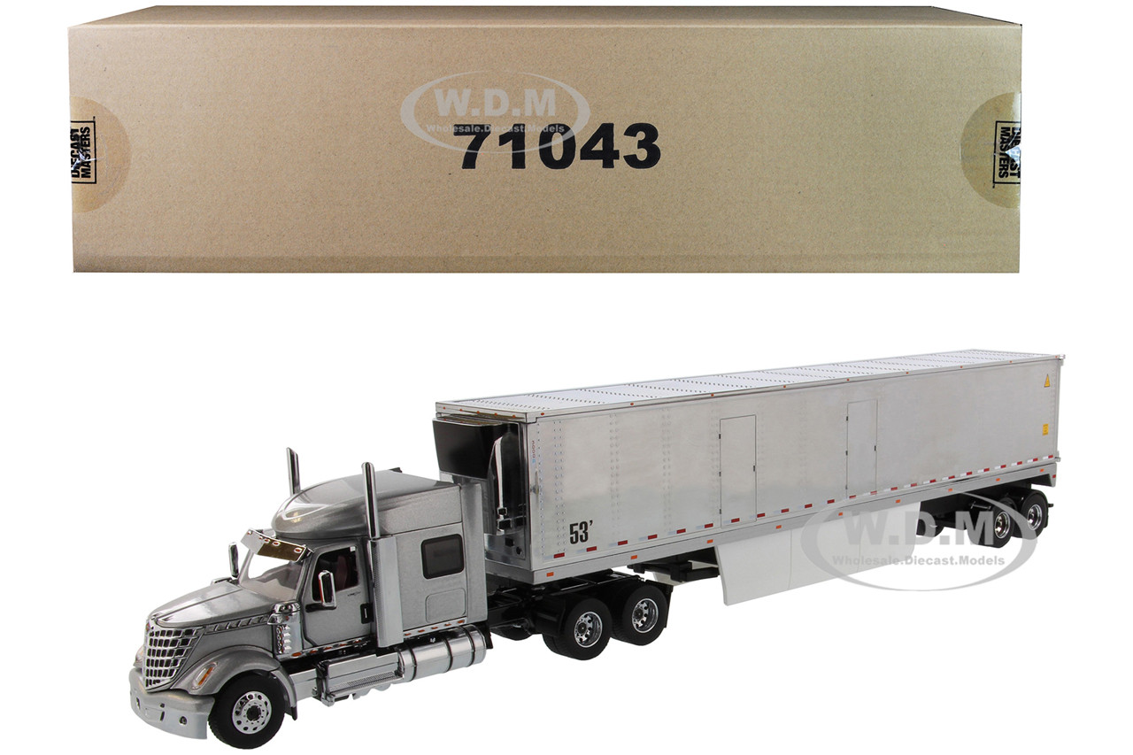 International LoneStar Sleeper Cab Silver with 53' Reefer Refrigerated Chrome Plated Van Trailer "Transport Series" 1/50 Diecast Model by Diecast Masters diecast model