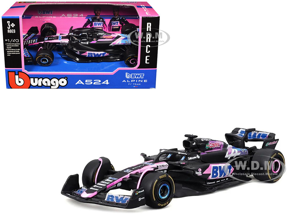 Alpine A524 #31 Esteban Ocon "BWT" "Formula One F1 World Championship" (2024) "Race" Series 1/43 Diecast Model Car by Bburago diecast model