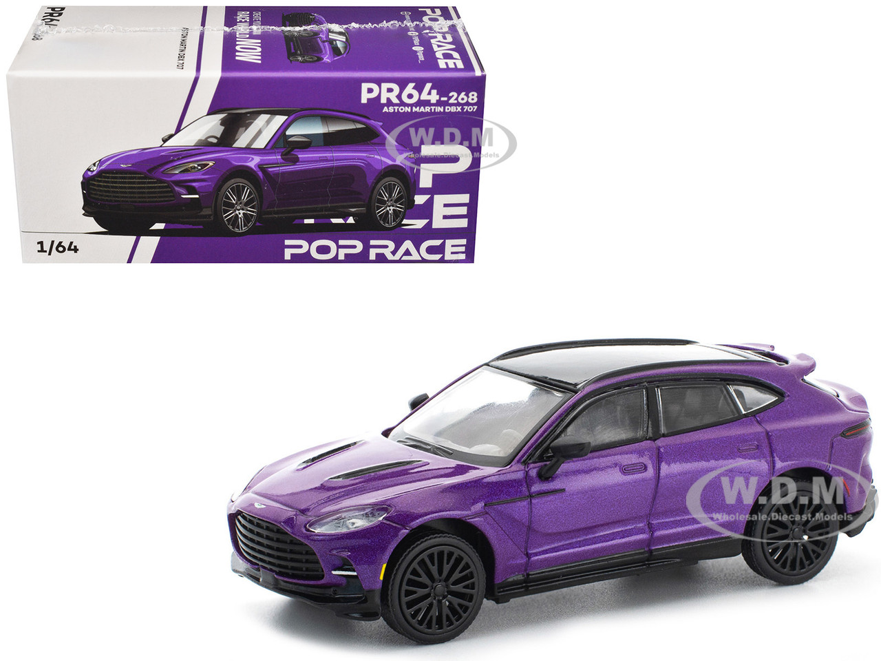 Aston Martin DBX 707 Storm Purple Metallic with Black Top 1/64 Diecast Model Car by Pop Race diecast model