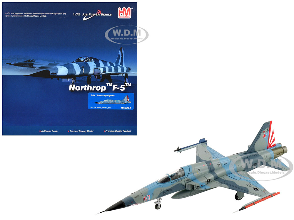 Northrop F-5N Tiger II Aircraft "Red 117, 761533, Adversary Fighter, VFC-111 Sundowners" (2017) United States Navy "Air Power Series" 1/72 Diecast Model by Hobby Master diecast model