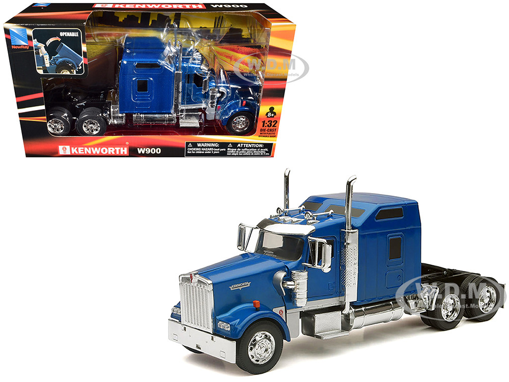 Kenworth W900 Truck Tractor Blue Metallic 1/32 Diecast Model by New Ray diecast model