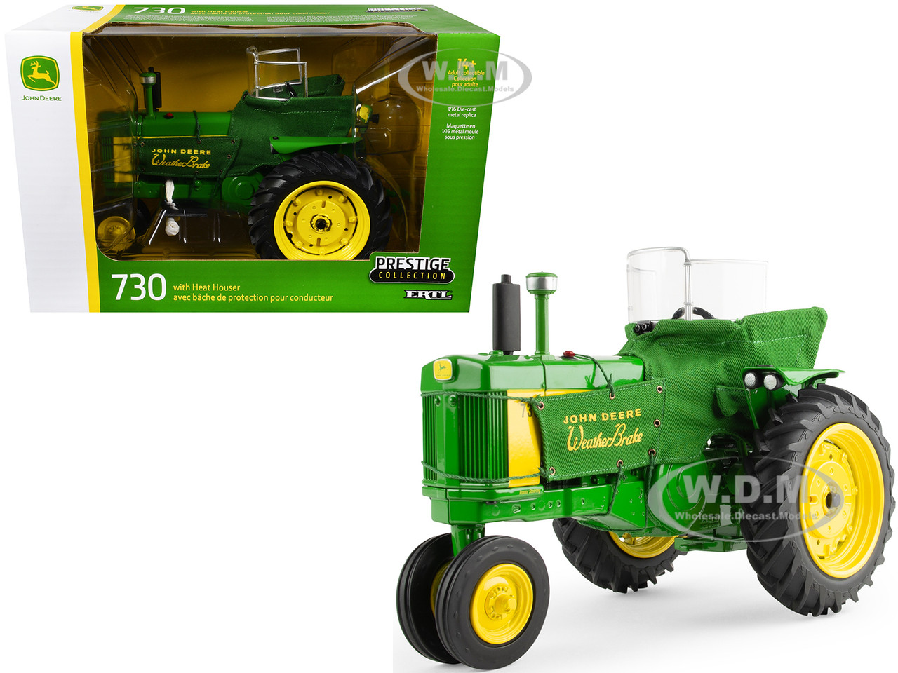 John Deere 730 Tractor with Heat Houser Green "Prestige Collection" Series 1/16 Diecast Model by ERTL TOMY diecast model