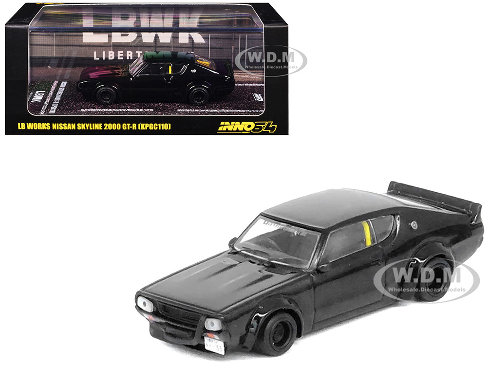 Nissan Skyline 2000 GT-R (KPGC110) RHD (Right Hand Drive) "LB-Works" Black 1/64 Diecast Model Car by Inno Models diecast model
