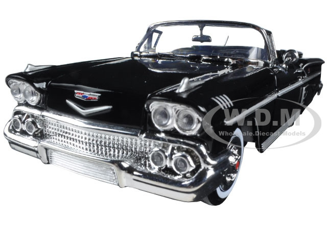 1958 Chevrolet Impala Convertible Black 1/24 Diecast Model Car by Motormax diecast model