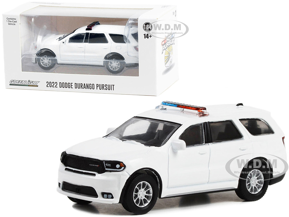 2022 Dodge Durango Pursuit Police Car White with Light Bar "Hot Pursuit" "Hobby Exclusive" Series 1/64 Diecast Model Car by Greenlight diecast model
