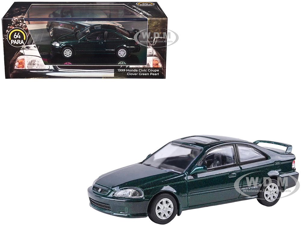 1999 Honda Civic Si EM1 Clover Green Pearl Metallic with Sunroof 1/64 Diecast Model Car by Paragon Models diecast model