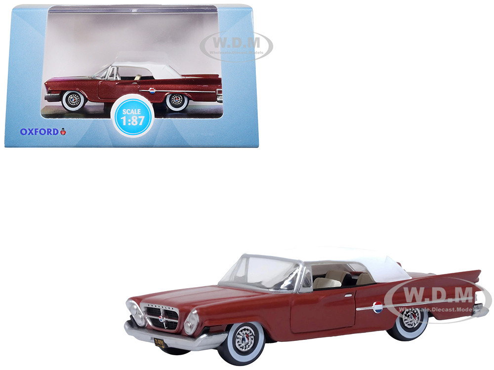 1961 Chrysler 300 Convertible (Closed Top) Cinnamon Brown Metallic with White Top 1/87 (HO) Scale Diecast Model Car by Oxford Diecast diecast model