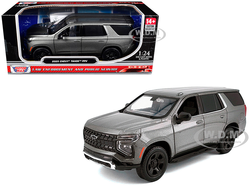 2025 Chevrolet Tahoe PPV Dark Gray Metallic "Custom Builder's Kit - Law Enforcement and Public Service" Series 1/24 Diecast Model Car by Motormax diecast model