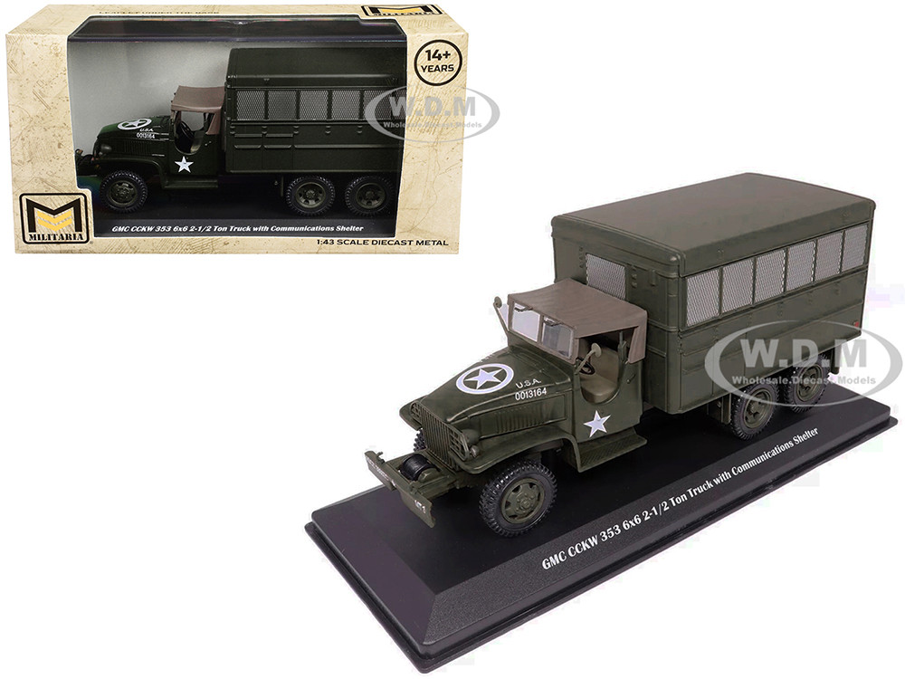 GMC CCKW 353 6x6 2-1/2 Ton Truck with Communications Shelter Olive Drab "United States Army" 1/43 Diecast Model by Militaria Die Cast diecast model