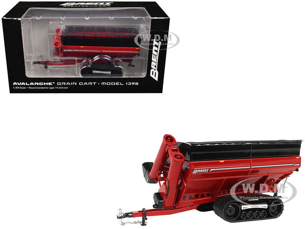 Brent 1398 Avalanche Grain Cart with Equalizer Tracks Red 1/64 Diecast Model by SpecCast diecast model