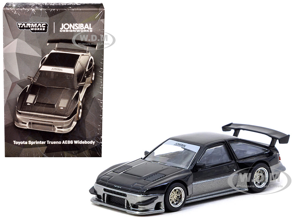 Toyota Sprinter Trueno AE86 Widebody RHD (Right Hand Drive) "Jonsibal Designworks" Black and Gray Metallic "Global64" Series 1/64 Diecast Model by Tarmac Works diecast model