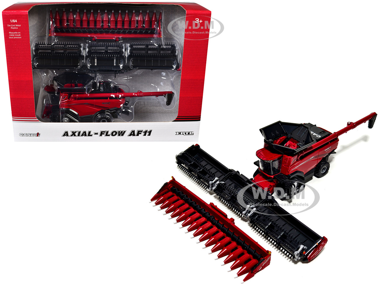 Case IH Axial-Flow AF11 Half-Track Combine with 16-Row Corn Head and Draper Grain Head Red 1/64 Diecast Model by ERTL TOMY diecast model