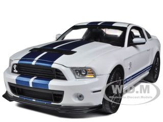 2013 Ford Shelby Cobra GT500 SVT White with Blue Stripes 1/18 Diecast Car Model by Shelby Collectibles diecast model