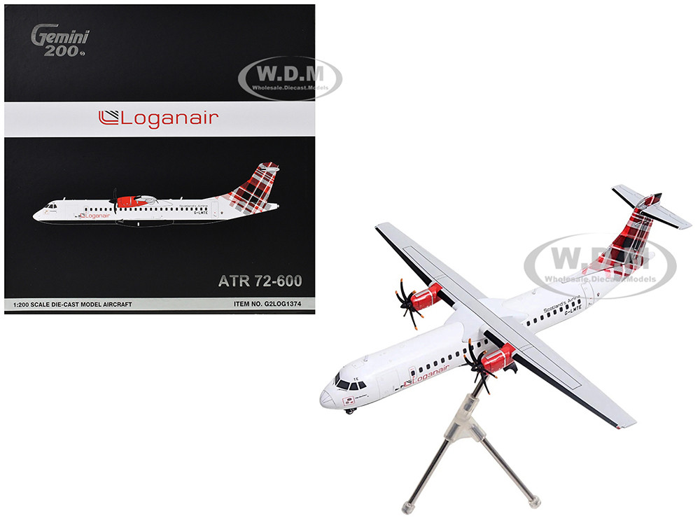 ATR 72-600 Commercial Aircraft "Loganair - Scotland's Airline" (G-LMTE) White with Red Plaid Tail "Gemini 200" Series 1/200 Diecast Model Airplane by GeminiJets diecast model