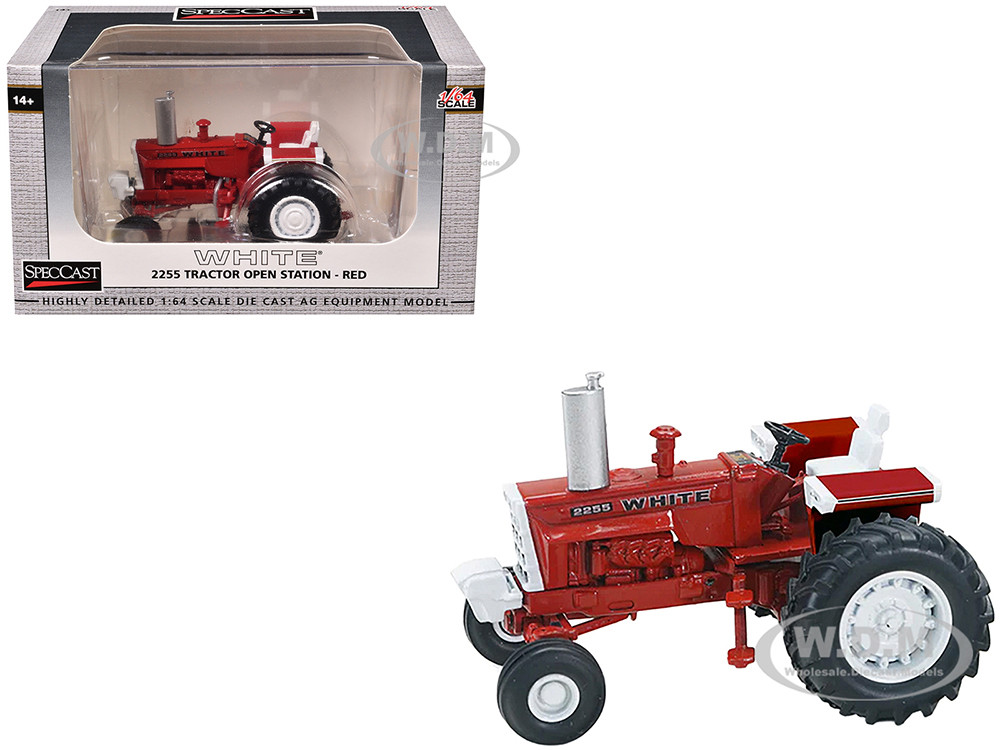 White 2255 Open Station Tractor Red with White Accents 1/64 Diecast Model by SpecCast diecast model