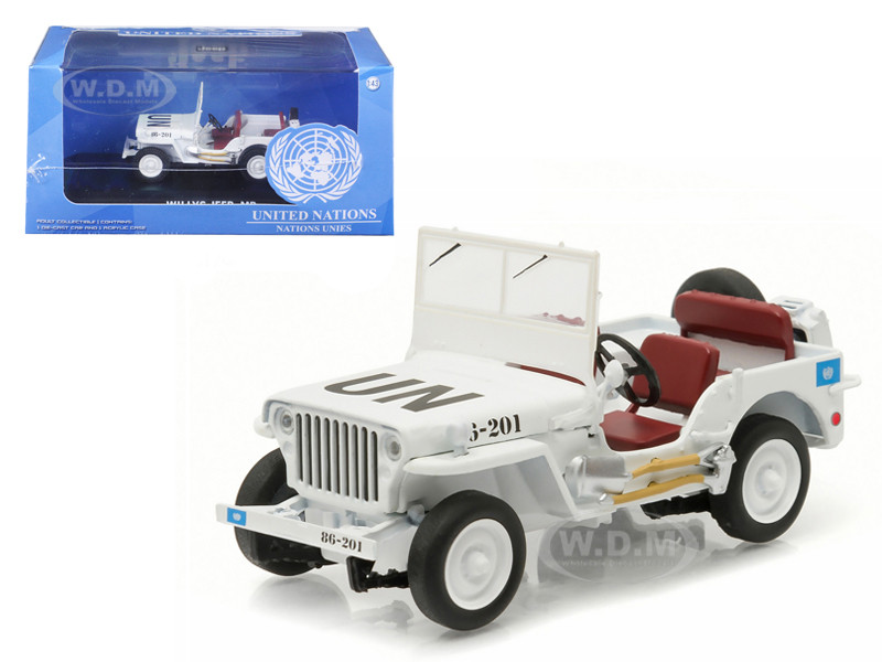 1944 Jeep Willys UN United Nations White 1/43 Diecast Model Car by Greenlight diecast model