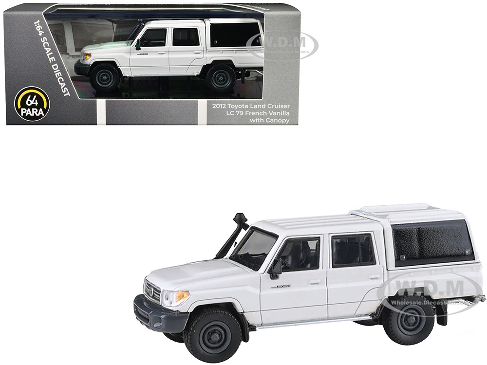 2012 Toyota Land Cruiser LC 79 French Vanilla White with Canopy 1/64 Diecast Model Car by Paragon Models diecast model
