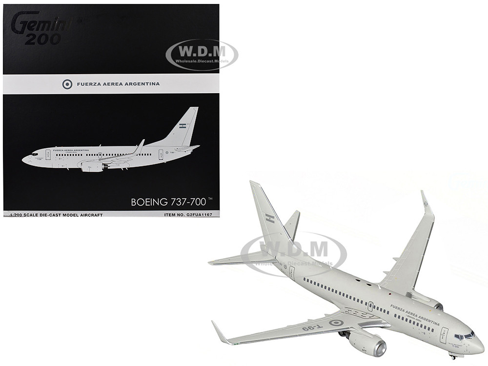 Boeing 737-700 Transport Aircraft "Fuerza Aerea Argentina (Air Force)" (T-99) Gray "Gemini 200" Series 1/200 Diecast Model Airplane by GeminiJets diecast model