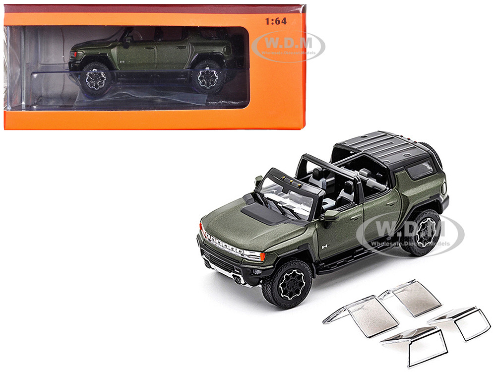 2023 GMC Hummer EV SUV Green Metallic with Black Top 1/64 Diecast Model Car by GCD diecast model