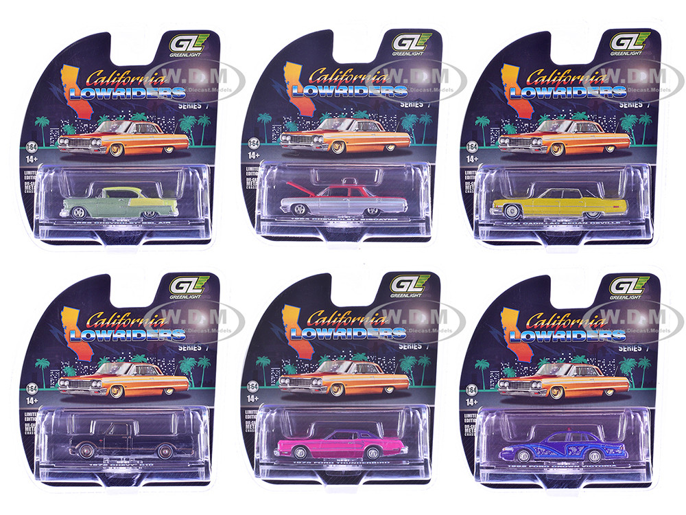"California Lowriders" Series 7 Set of 6 pieces 1/64 Diecast Model Cars by Greenlight diecast model