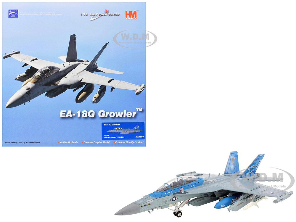 Boeing EA-18G Growler Aircraft "168256, VAQ-139 Cougars" (2025) United States Navy "Air Power Series" 1/72 Diecast Model by Hobby Master diecast model