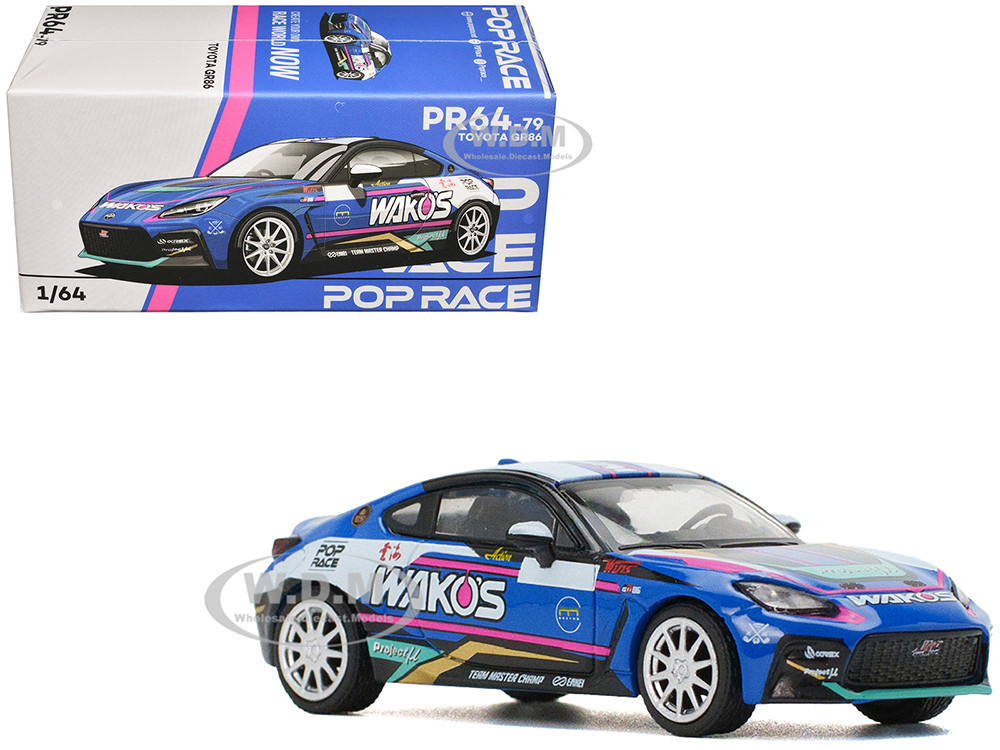 Toyota GR86 "Wako's" Blue with Graphics 1/64 Diecast Model Car by Pop Race diecast model
