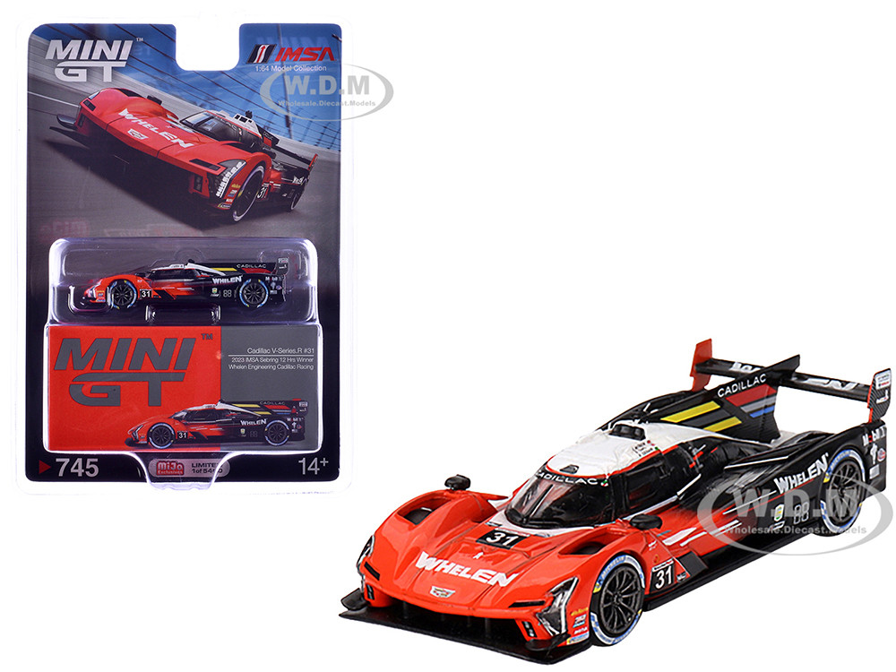 Cadillac V-Series.R #31 Jack Aitken - Pipo Derani - Alexander Sims "Whelen Engineering Racing" Winner IMSA "12 Hours of Sebring" (2023) Limited Edition to 5400 pieces Worldwide 1/64 Diecast Model Car by Mini GT diecast model