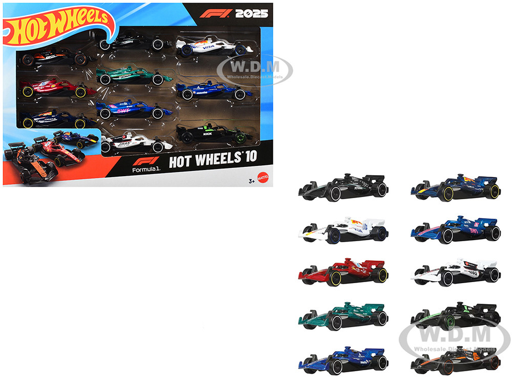 2025 Formula 1 World Championship 10 piece Set Diecast Model Cars by Hot Wheels diecast model