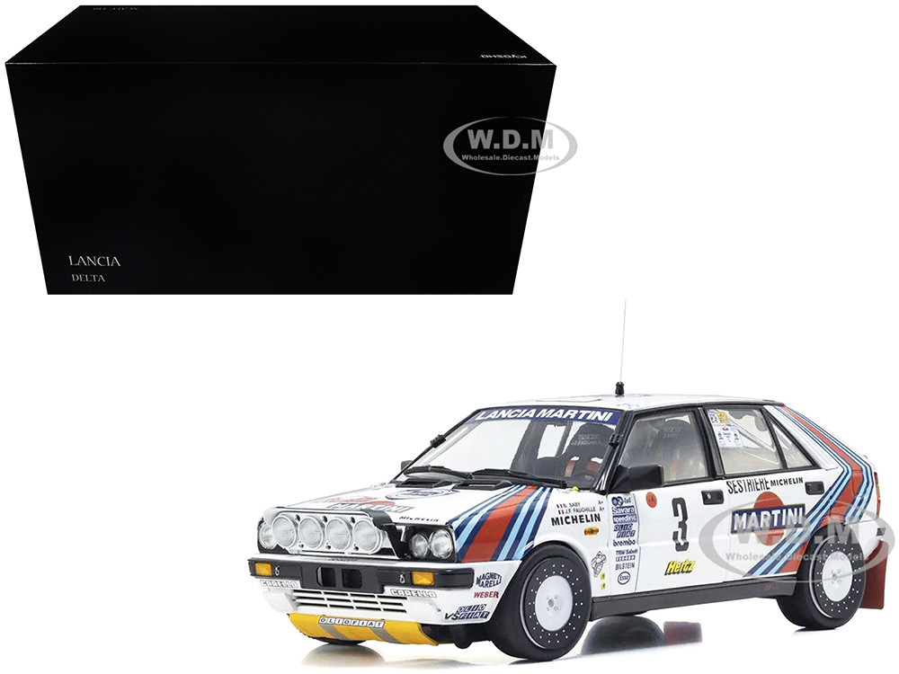 Lancia Delta HF 4WD #3 Bruno Saby - Jean-Francois Fauchille "Martini Racing" Winner "Rally Monte Carlo" (1988) 1/18 Diecast Model Car by Kyosho diecast model