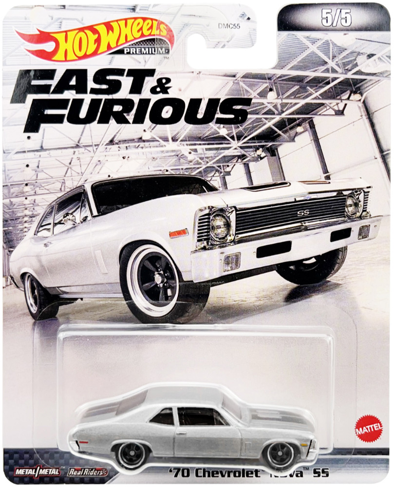 1970 Chevrolet Nova SS Silver Metallic with Black Stripes "Fast & Furious" Series Diecast Model Car by Hot Wheels diecast model