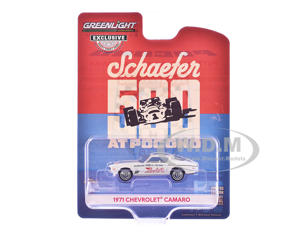 1971 Chevrolet Camaro "1971 Schaefer 500 at Pocono Raybestos Official Pace Car" White with White Interior "Hobby Exclusive" Series 1/64 Diecast Model Car by Greenlight diecast model