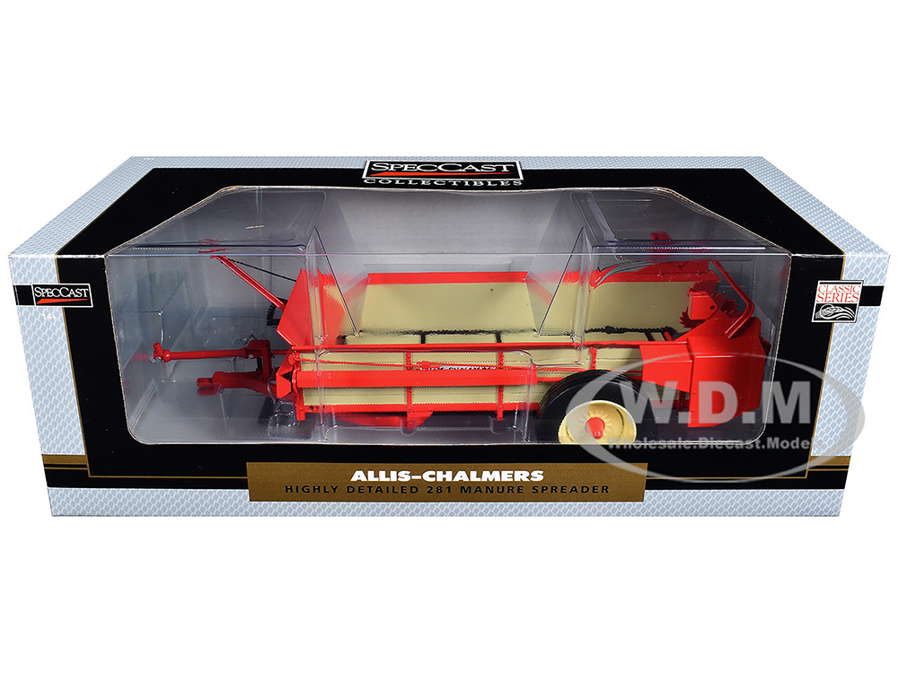 Allis-Chalmers 281 Manure Spreader Orange with Wood Panels "Classic Series" 1/16 Diecast Model by SpecCast diecast model