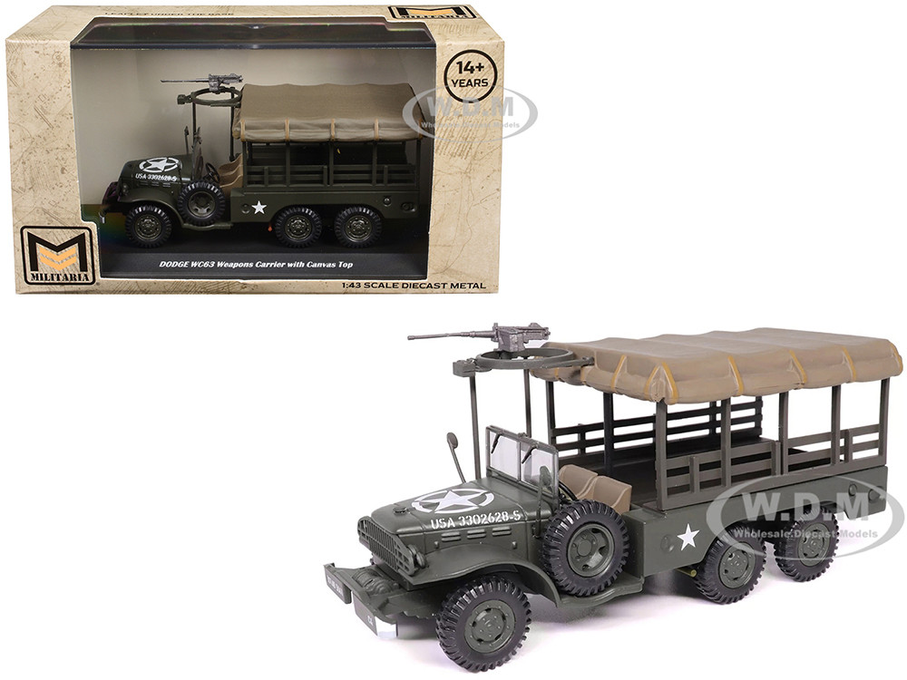 Dodge WC63 Weapons Carrier with Canvas Top Olive Drab "United States Army" 1/43 Diecast Model by Militaria Die Cast diecast model