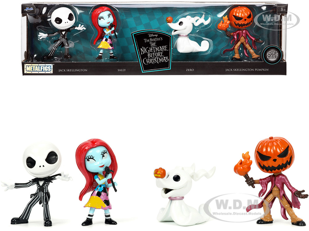 Set of 4 Diecast Figurines (2.5") Tim Burton's "The Nightmare Before Christmas" "Metalfigs" Series by Jada diecast model