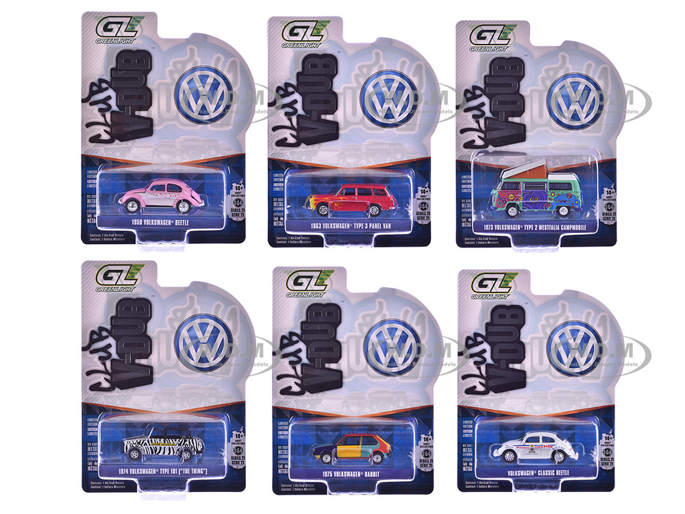"Club Vee-Dub" Series 21 Set of 6 pieces 1/64 Diecast Model Cars by Greenlight diecast model