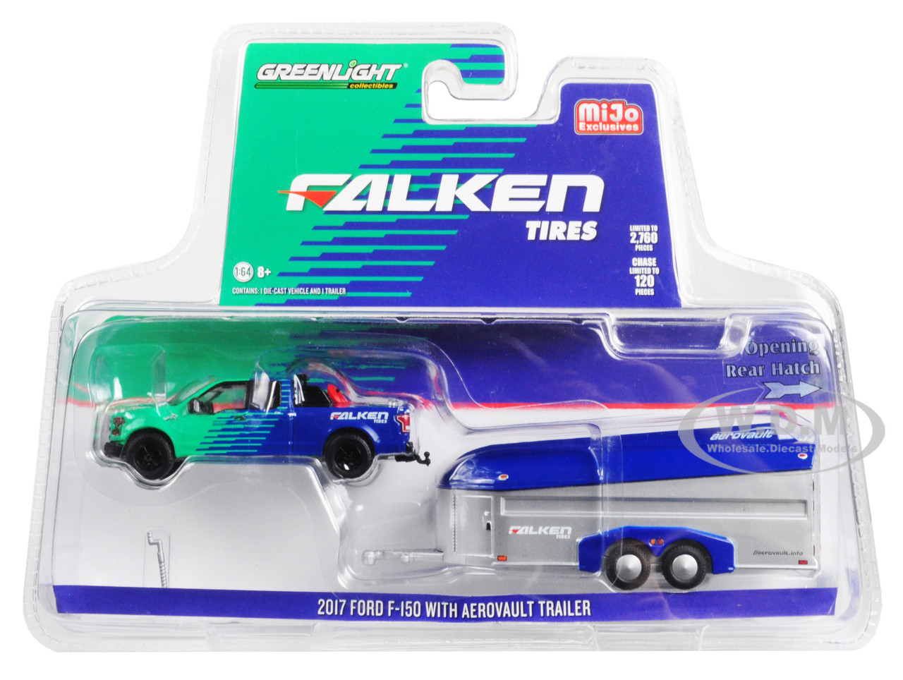 2017 Ford F-150 Pickup Truck and Aerovault Trailer "Falken Tires" Limited Edition to 2,760 pieces Worldwide 1/64 Diecast Model Car by Greenlight diecast model