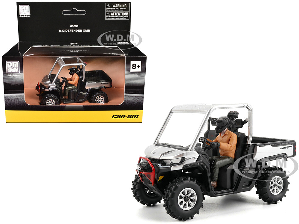 Can-Am Defender XMR Silver Metallic and Black with Driver Figure 1/32 Diecast Model by BRP Models diecast model