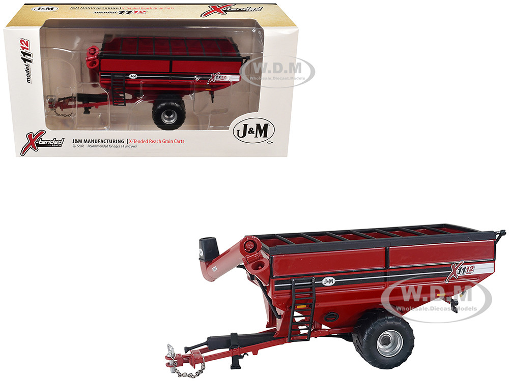 J&M 1112 X-Tended Reach Grain Cart with Wheels Red 1/64 Diecast Model by SpecCast diecast model
