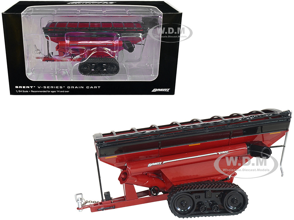 Brent V1300 Grain Cart with Tracks Red 1/64 Diecast Model by SpecCast diecast model
