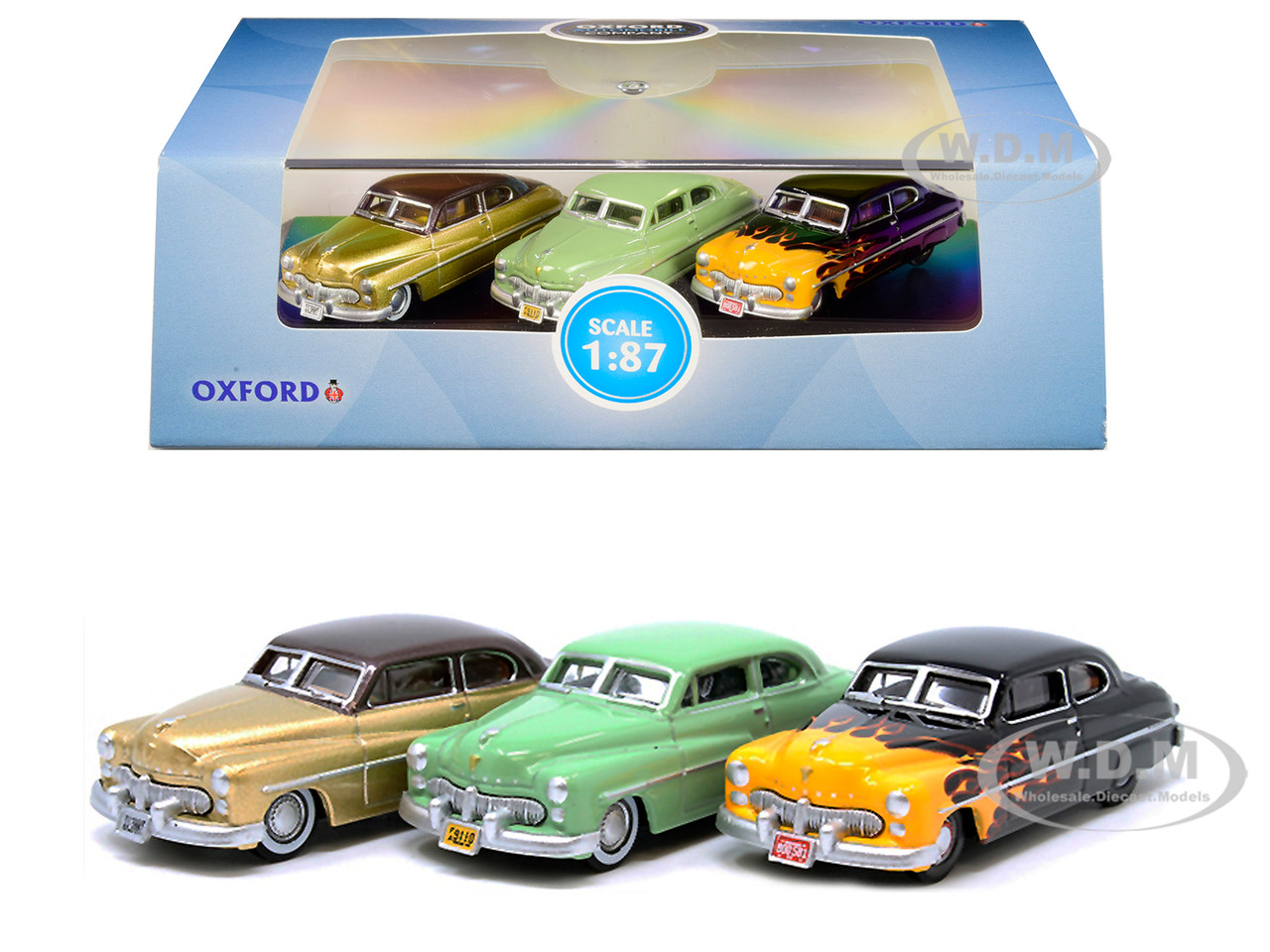 1949 Mercury Set of 3 Cars "70th Anniversary" 1/87 (HO) Scale Diecast Model Cars by Oxford Diecast diecast model