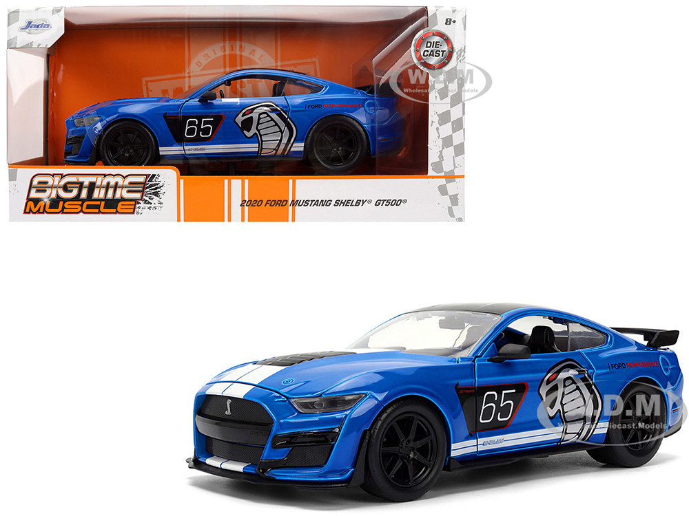 2020 Ford Mustang Shelby GT500 #65 "Ford Performance" Blue with Black Top and White Stripes "Bigtime Muscle" Series 1/24 Diecast Model Car by Jada diecast model