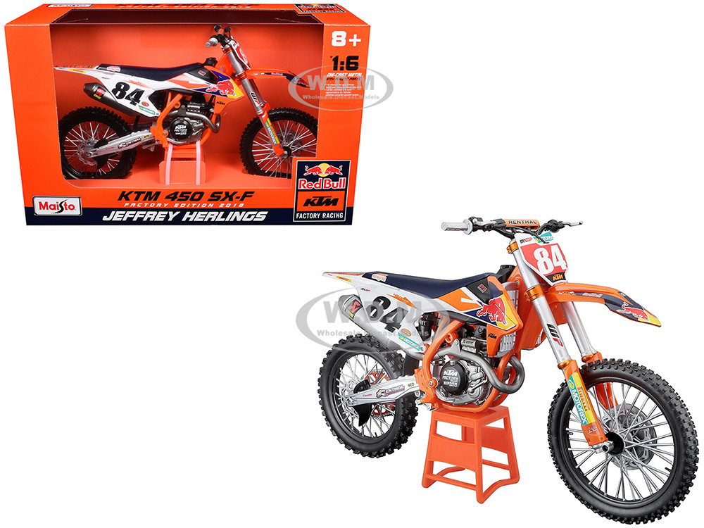 KTM 450 SX-F #84 Jeffrey Herlings "Red Bull KTM Factory Racing" (2018) 1/6 Diecast Motorcycle Model by Maisto diecast model