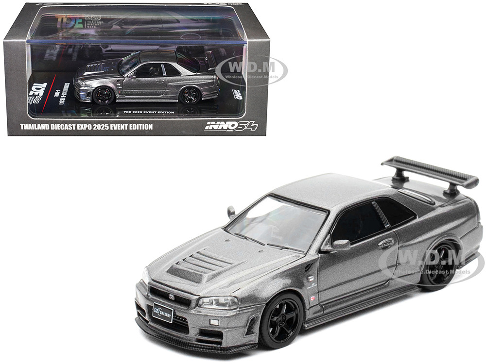 Nissan Skyline GT-R (R34) Z-Tune RHD (Right Hand Drive) Gray Metallic "Thailand Diecast Expo 2025 Event Edition" 1/64 Diecast Model Car by Inno Models diecast model